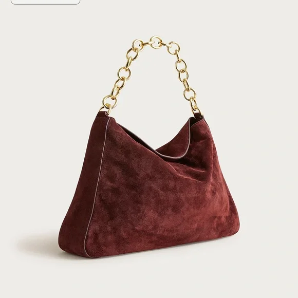 J crew Berkeley chainlink shoulder bag in suede NWT - Picture 3 of 6